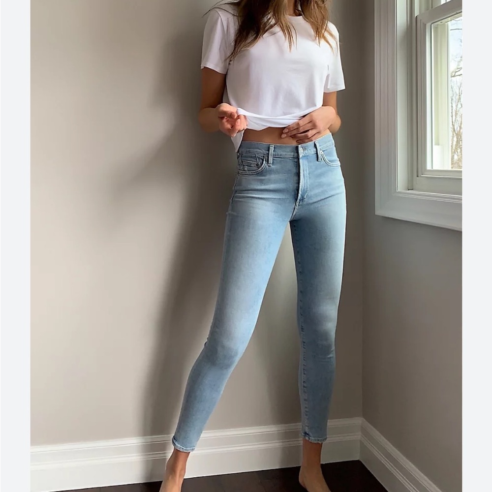 Citizens of Humanity Rocket Crop Sky Blue High Rise Skinny Jeans